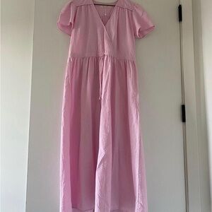 Christy Dawn Pink Flutter Sleeve V-Neck Sundress